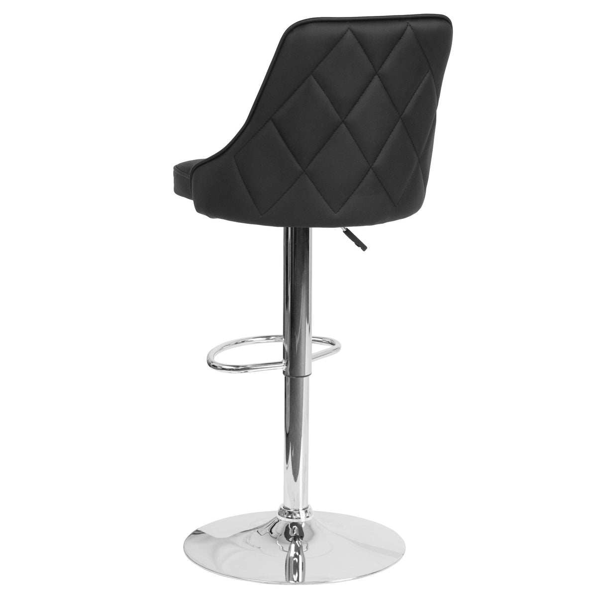 Black LeatherSoft |#| Contemporary Adjustable Height Barstool in Black LeatherSoft - Kitchen Furniture