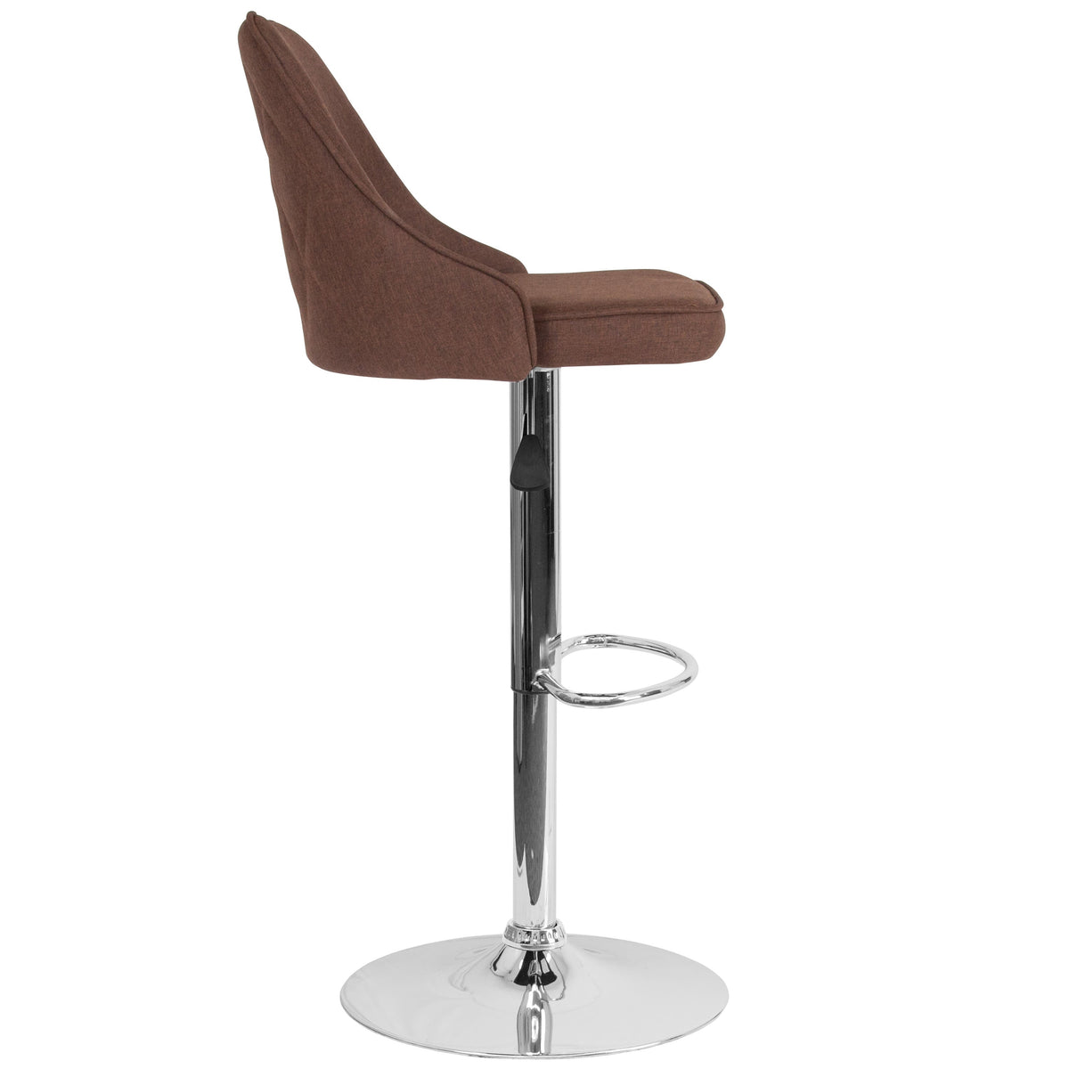 Brown Fabric |#| Contemporary Adjustable Height Barstool in Brown Fabric - Kitchen Furniture