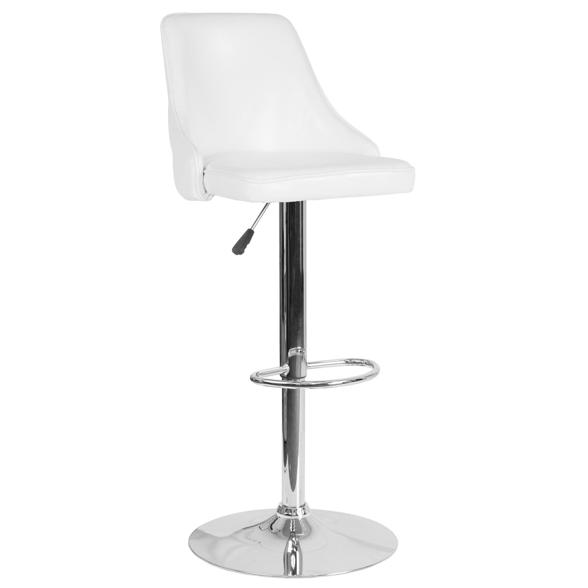 White LeatherSoft |#| Contemporary Adjustable Height Barstool in White LeatherSoft - Kitchen Furniture
