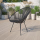 Black |#| Black Papasan Oval Woven Basket Bungee Lounge Chair - Indoor/Outdoor Furniture