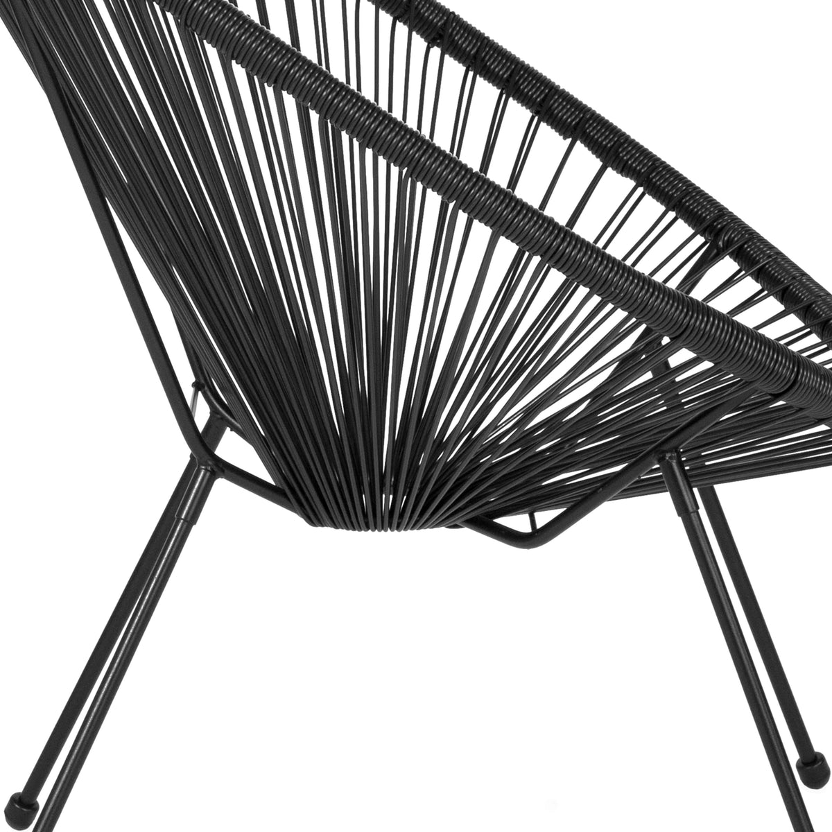 Black |#| Black Papasan Oval Woven Basket Bungee Lounge Chair - Indoor/Outdoor Furniture