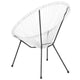 White |#| White Papasan Oval Woven Basket Bungee Lounge Chair - Indoor/Outdoor Furniture