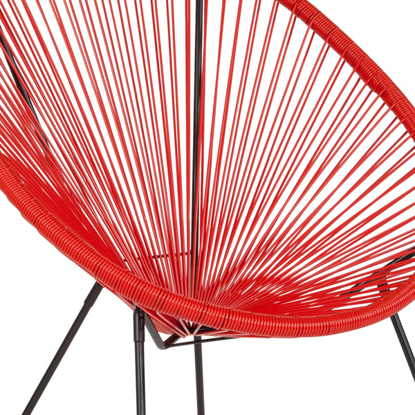 Red |#| Red Papasan Oval Woven Basket Bungee Lounge Chair - Indoor/Outdoor Furniture
