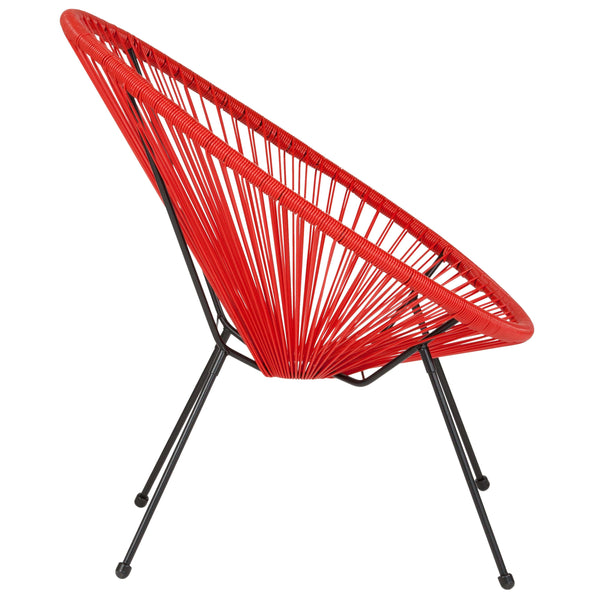 Red |#| Red Papasan Oval Woven Basket Bungee Lounge Chair - Indoor/Outdoor Furniture