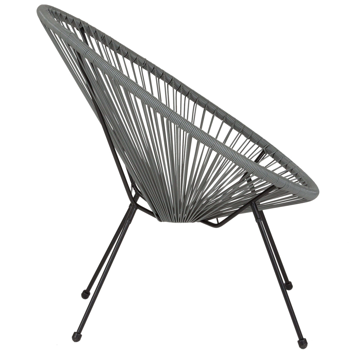 Grey |#| Grey Papasan Oval Woven Basket Bungee Lounge Chair - Indoor/Outdoor Furniture