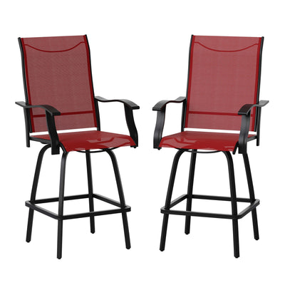 Valerie Patio Bar Height Stools Set of 2, All-Weather Textilene Swivel Patio Stools and Deck Chairs with High Back & Armrests - View 1