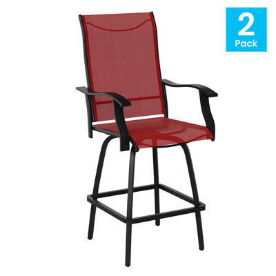 Valerie Patio Bar Height Stools Set of 2, All-Weather Textilene Swivel Patio Stools and Deck Chairs with High Back & Armrests - View 2