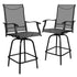 Valerie Patio Bar Height Stools Set of 2, All-Weather Textilene Swivel Patio Stools and Deck Chairs with High Back & Armrests