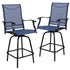 Valerie Patio Bar Height Stools Set of 2, All-Weather Textilene Swivel Patio Stools and Deck Chairs with High Back & Armrests