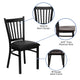 Walnut Wood Seat/Black Metal Frame |#| Black Vertical Back Metal Restaurant Chair - Walnut Wood Seat