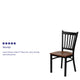 Cherry Wood Seat/Black Metal Frame |#| Black Vertical Back Metal Restaurant Chair - Cherry Wood Seat