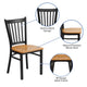 Natural Wood Seat/Black Metal Frame |#| Black Vertical Back Metal Restaurant Chair - Natural Wood Seat