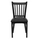 Black Vinyl Seat/Black Metal Frame |#| Black Vertical Back Metal Restaurant Chair - Black Vinyl Seat