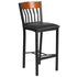 Vertical Back Metal and Wood Restaurant Barstool with Vinyl Seat