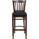 Black Vinyl Seat/Walnut Wood Frame |#| Vertical Slat Back Walnut Wood Restaurant Barstool - Black Vinyl Seat