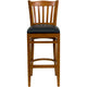 Black Vinyl Seat/Cherry Wood Frame |#| Vertical Slat Back Cherry Wood Restaurant Barstool - Black Vinyl Seat