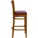 Burgundy Vinyl Seat/Cherry Wood Frame |#| Vertical Slat Back Cherry Wood Restaurant Barstool - Burgundy Vinyl Seat