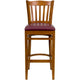 Burgundy Vinyl Seat/Cherry Wood Frame |#| Vertical Slat Back Cherry Wood Restaurant Barstool - Burgundy Vinyl Seat