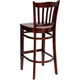 Mahogany Wood Seat/Mahogany Wood Frame |#| Vertical Slat Back Mahogany Wood Restaurant Barstool with Footrest