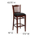 Black Vinyl Seat/Mahogany Wood Frame |#| Vertical Slat Back Mahogany Wood Restaurant Barstool - Black Vinyl Seat