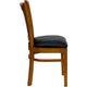 Black Vinyl Seat/Cherry Wood Frame |#| Vertical Slat Back Cherry Wood Restaurant Chair - Black Vinyl Seat