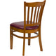 Burgundy Vinyl Seat/Cherry Wood Frame |#| Vertical Slat Back Cherry Wood Restaurant Chair - Burgundy Vinyl Seat