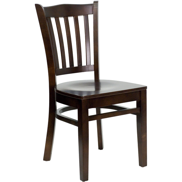 Walnut Wood Seat/Walnut Wood Frame |#| Vertical Slat Back Walnut Wood Restaurant Chair - Hospitality Seating