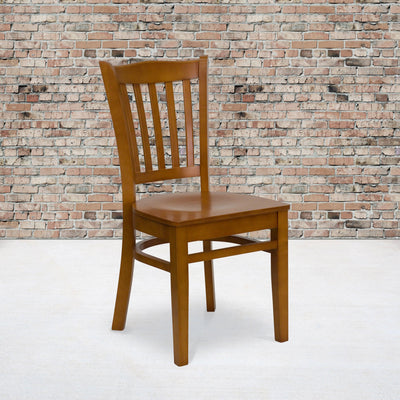 Vertical Slat Back Wooden Restaurant Chair - View 2