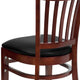 Black Vinyl Seat/Mahogany Wood Frame |#| Vertical Slat Back Mahogany Wood Restaurant Chair - Black Vinyl Seat