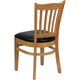 Black Vinyl Seat/Natural Wood Frame |#| Vertical Slat Back Natural Wood Restaurant Chair - Black Vinyl Seat