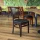 Black Vinyl Seat/Walnut Wood Frame |#| Vertical Slat Back Walnut Wood Restaurant Chair - Black Vinyl Seat