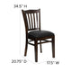 Black Vinyl Seat/Walnut Wood Frame |#| Vertical Slat Back Walnut Wood Restaurant Chair - Black Vinyl Seat