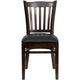 Black Vinyl Seat/Walnut Wood Frame |#| Vertical Slat Back Walnut Wood Restaurant Chair - Black Vinyl Seat