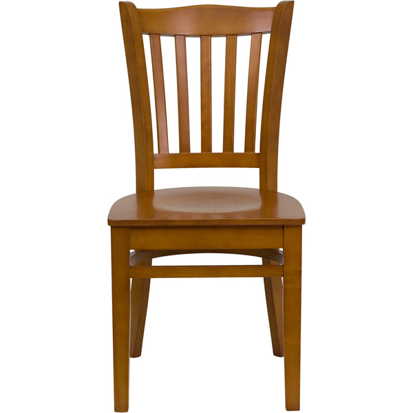 Cherry Wood Seat/Cherry Wood Frame |#| Vertical Slat Back Cherry Wood Restaurant Chair - Hospitality Seating