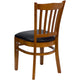 Black Vinyl Seat/Cherry Wood Frame |#| Vertical Slat Back Cherry Wood Restaurant Chair - Black Vinyl Seat