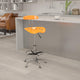 Orange |#| Vibrant Orange and Chrome Drafting Stool with Tractor Seat