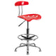 Red |#| Vibrant Red and Chrome Drafting Stool with Tractor Seat