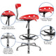 Red |#| Vibrant Red and Chrome Drafting Stool with Tractor Seat