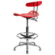 Red |#| Vibrant Red and Chrome Drafting Stool with Tractor Seat