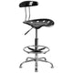 Black |#| Vibrant Black and Chrome Drafting Stool with Tractor Seat