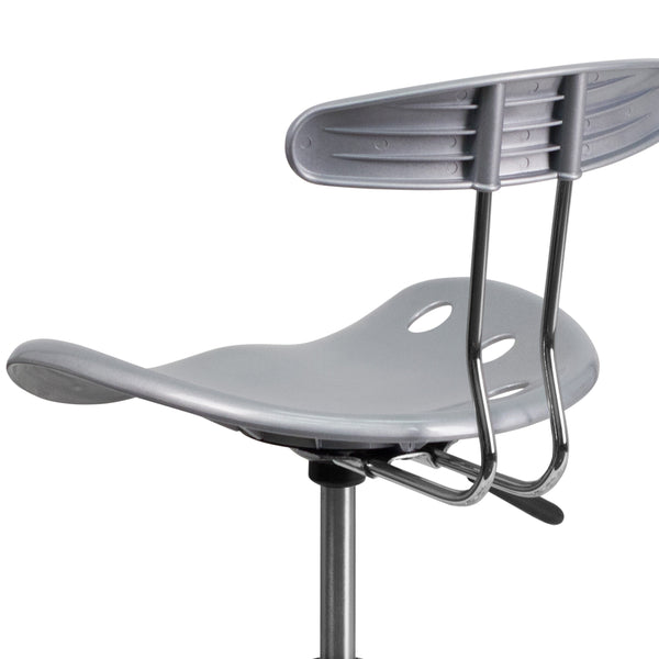 Silver |#| Vibrant Silver and Chrome Drafting Stool with Tractor Seat