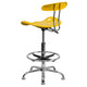 Yellow |#| Vibrant Yellow and Chrome Drafting Stool with Tractor Seat