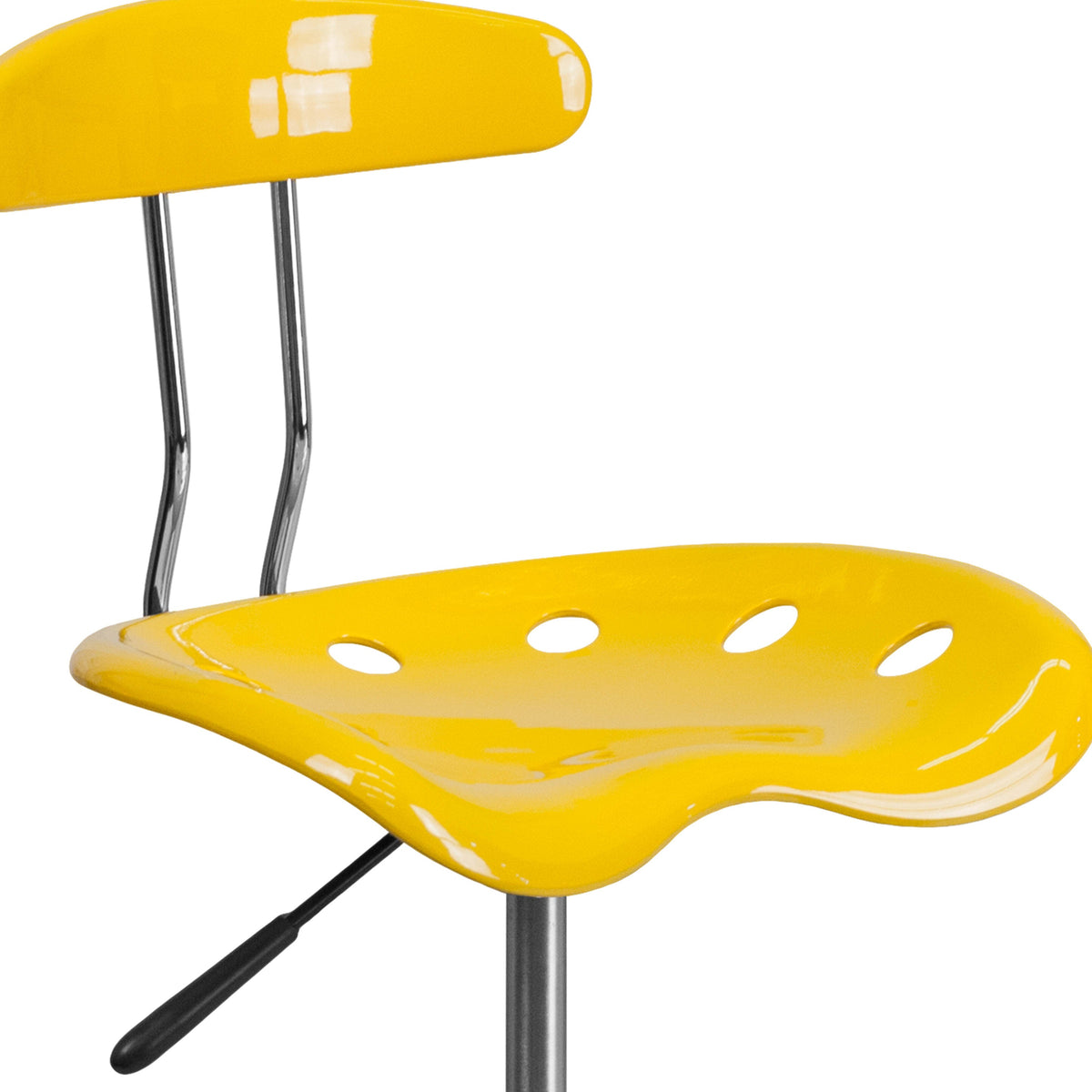 Yellow |#| Vibrant Yellow and Chrome Drafting Stool with Tractor Seat