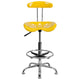 Yellow |#| Vibrant Yellow and Chrome Drafting Stool with Tractor Seat