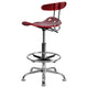 Wine Red |#| Vibrant Wine Red and Chrome Drafting Stool with Tractor Seat