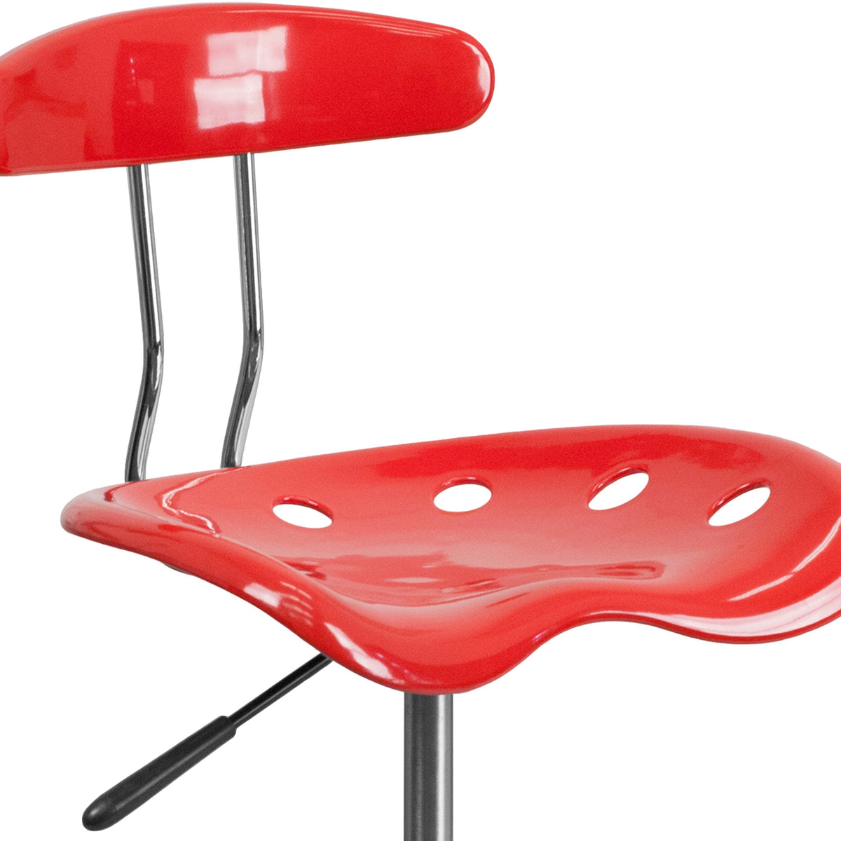 Cherry Tomato |#| Vibrant Cherry Tomato and Chrome Drafting Stool with Tractor Seat