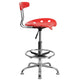 Cherry Tomato |#| Vibrant Cherry Tomato and Chrome Drafting Stool with Tractor Seat