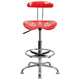 Cherry Tomato |#| Vibrant Cherry Tomato and Chrome Drafting Stool with Tractor Seat