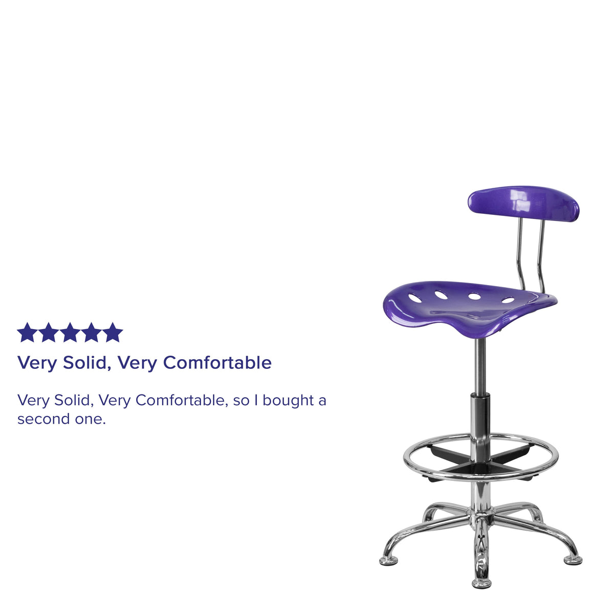 Violet |#| Vibrant Violet and Chrome Drafting Stool with Tractor Seat