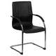 Black Vinyl Side Reception Chair with Chrome Sled Base - Lobby and Guest Seating